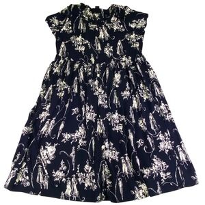 Bila Dress Women's Large Blue Floral Toile Empire Waist Boho Cottagecore Summer